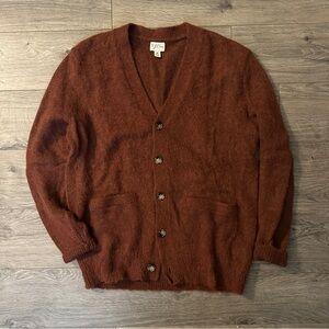 J. Crew Burgundy Lambswool Cardigan Sweater